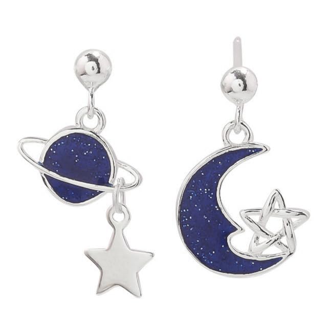 Amazon | ピアス レディース 人気 ゆれる 宇宙 月 惑星ピアス 小ぶり